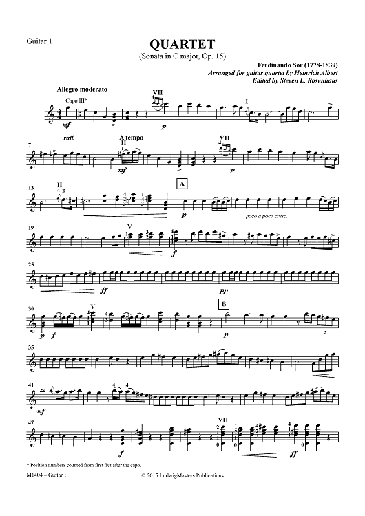 Quartet (Sonata in C major, Op. 15) - Guitar 1