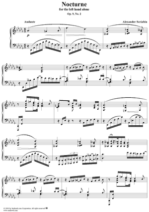 Nocturne in D-flat Major, No. 2 from "Two Pieces for Left Hand," Op. 9