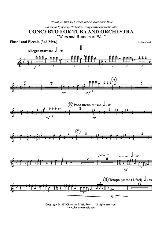Concerto For Tuba - Flute 1 & Piccolo