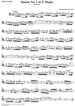 Sonata No. 1 in G Major - Viola da Gamba - Viola da gamba