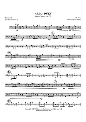 Aria - Duet from Cantata No. 78 - Bassoon 1 or Bass Clarinet 1