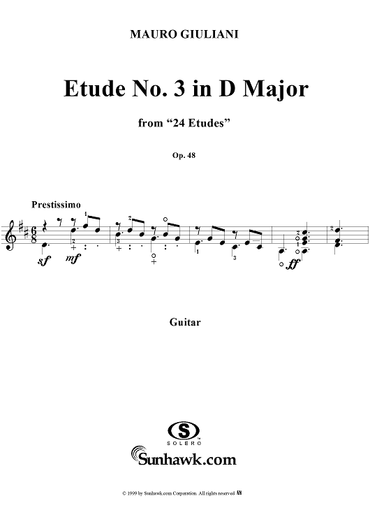 Etude No. 3 in D major - From "24 Etudes"  Op. 48