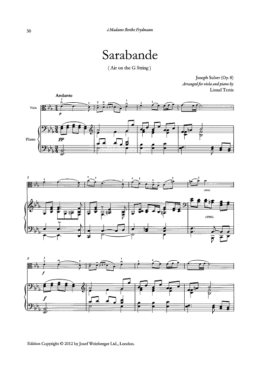 Sarabande (Air on the G String) - Piano Accompaniment
