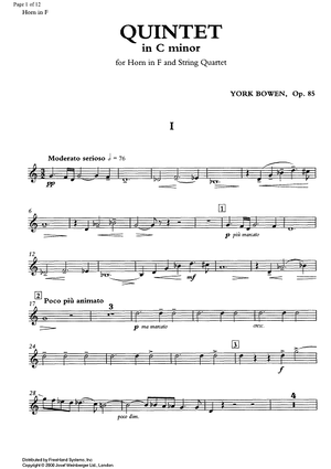 Quintet c minor Op.85 - Horn in F