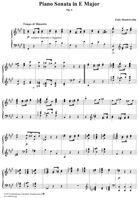 Piano Sonata in E Major, Op. 6 - Tempo di Minuetto