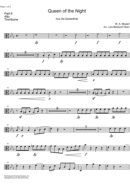 Der Hölle Rache kocht in Meinen Herzen from Die Zauberflöte KV620 - Alto Trombone