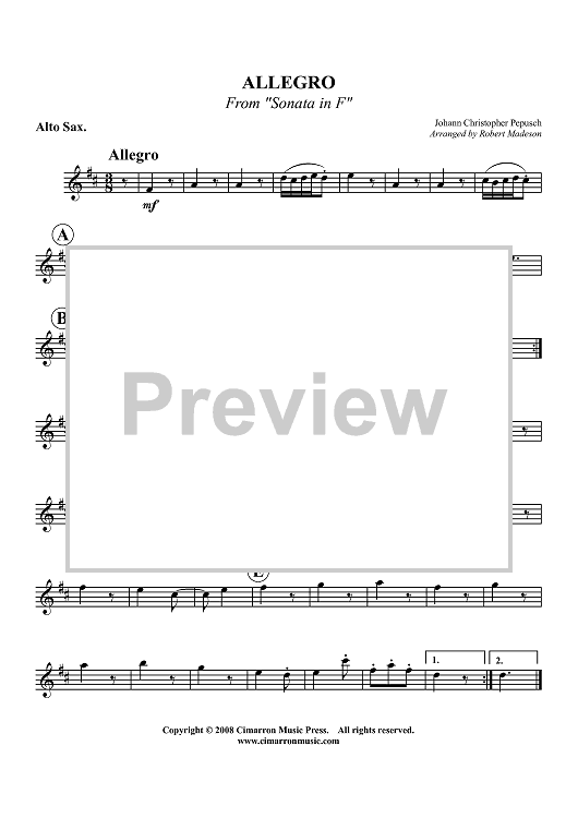 Sonata in F (Allegro) - Alto Sax