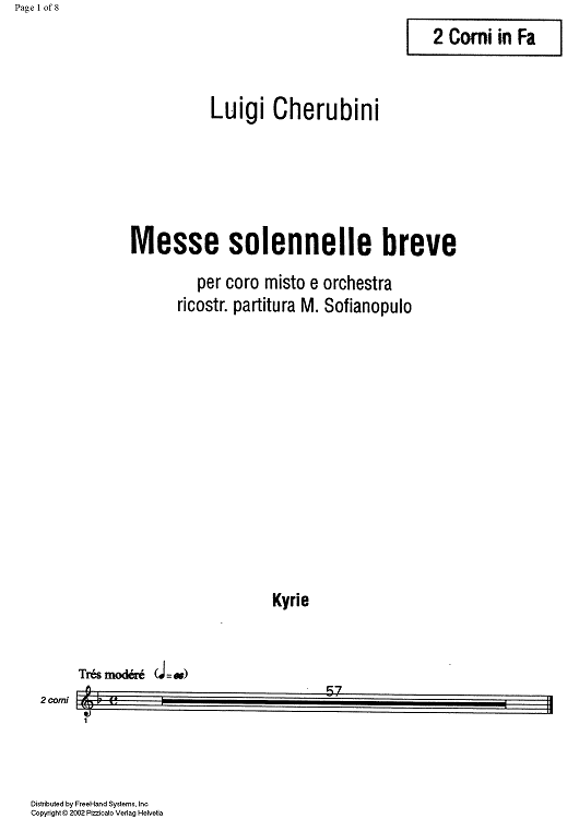 Messe solennele breve - Horn in F 1 & 2