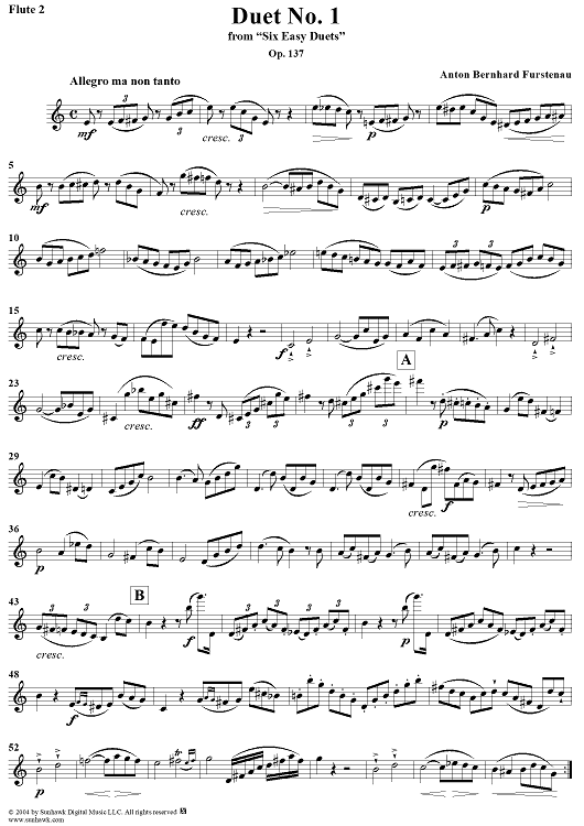 Duet No. 1 from Six Easy Duets, Op. 137 - Flute 2