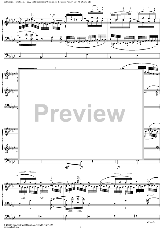 4 pedal piano Studies for the Pedal Piano: No. 4 in A-flat Major" Sheet Music for Piano Solo