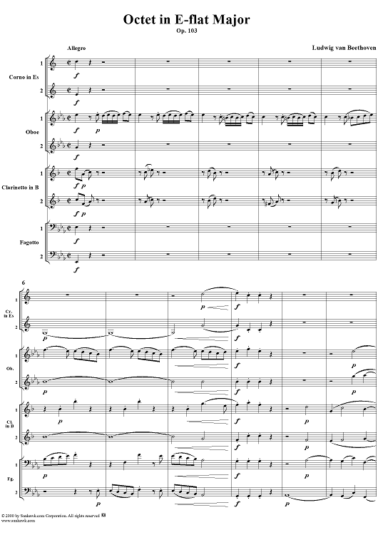 Octet in E-Flat major, Op. 103 - Full Score