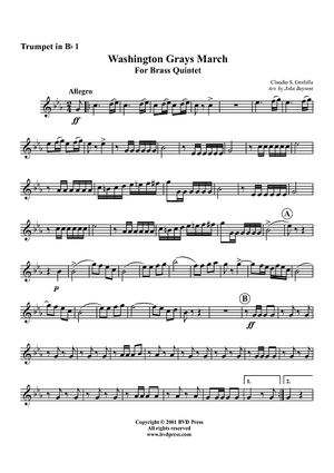 Washington Grays March - Trumpet 1 in Bb