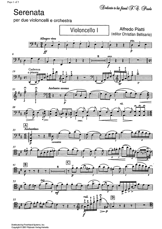 Serenata - Solo Cello 1
