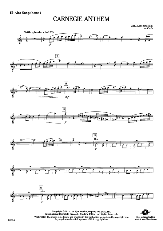 Carnegie Anthem - Eb Alto Sax 1