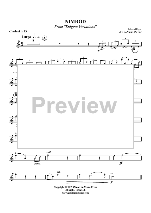 Nimrod from "Enigma Variations" - Clarinet in E-flat
