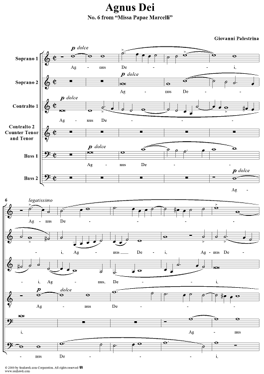 Agnus Dei - No. 6 from "Missa Papae Marcelli"