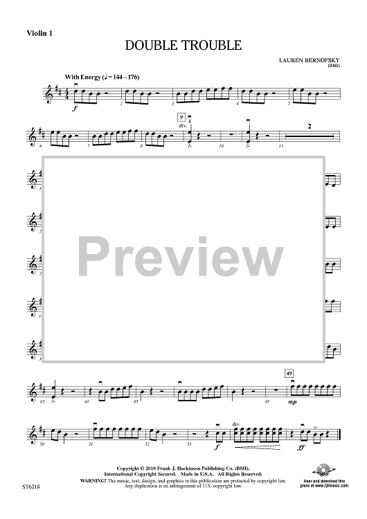 Double Trouble - Violin 1" Sheet Music for Orchestra - Sheet Music Now