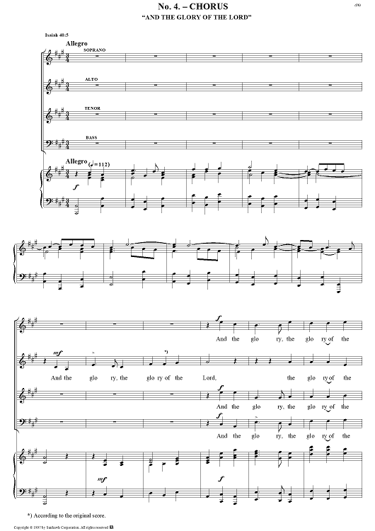 Messiah, no. 4: And the glory of the Lord - Piano Score