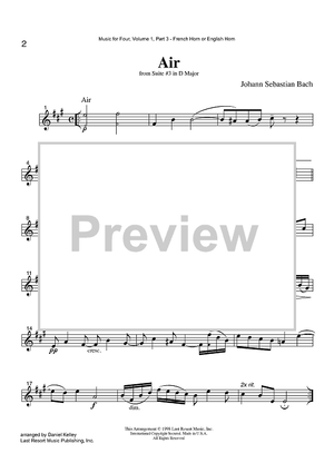 Air - from Suite #3 in D Major - Part 3 Horn or English Horn in F