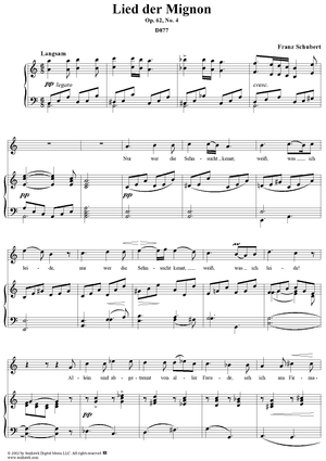 Lied der Mignon IV, Op.62, No.4, D877