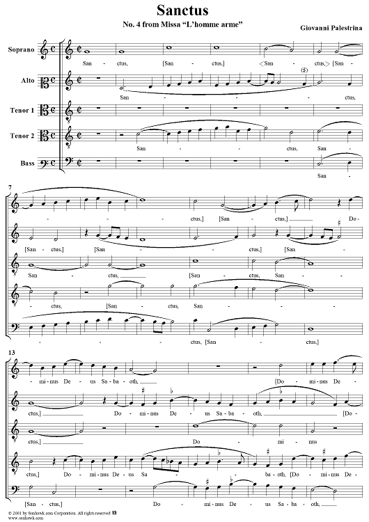 Sanctus, No. 4 from Missa "L'homme arme"