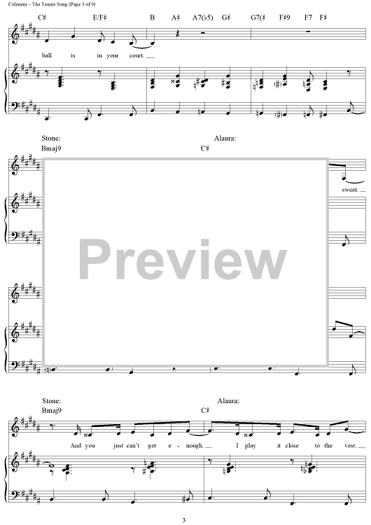 The Tennis Song" Sheet Music for Piano/Vocal/Chords Sheet Music Now