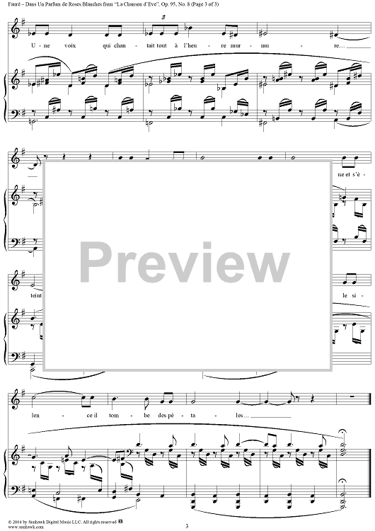 La Chanson d'Ève Dans Un Parfum de Roses Blanches" Sheet Music for