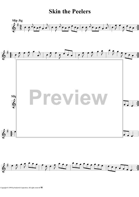 Skin the Peelers / A Fig for a Kiss" Sheet Music for Fiddle, Flute or Tinwhistle Sheet Music Now