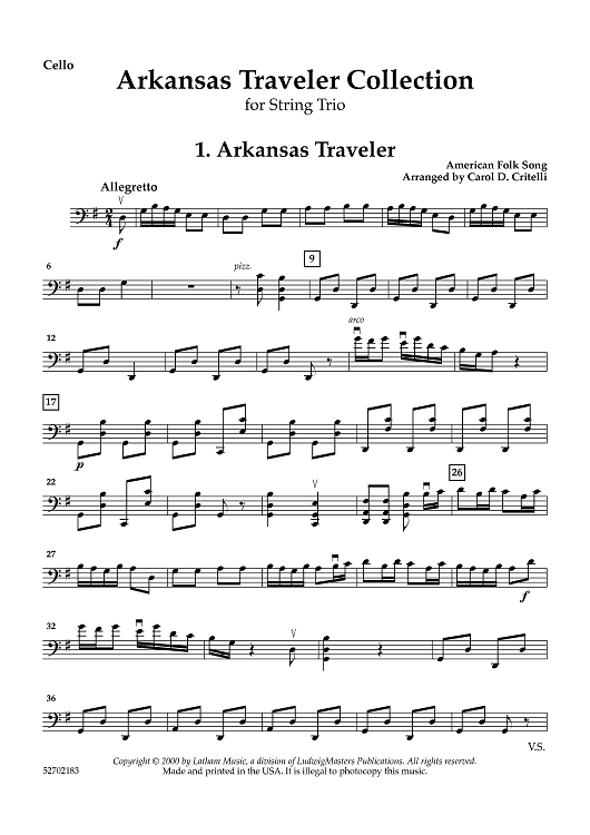 Arkansas Traveler Collection - for String Trio - Cello