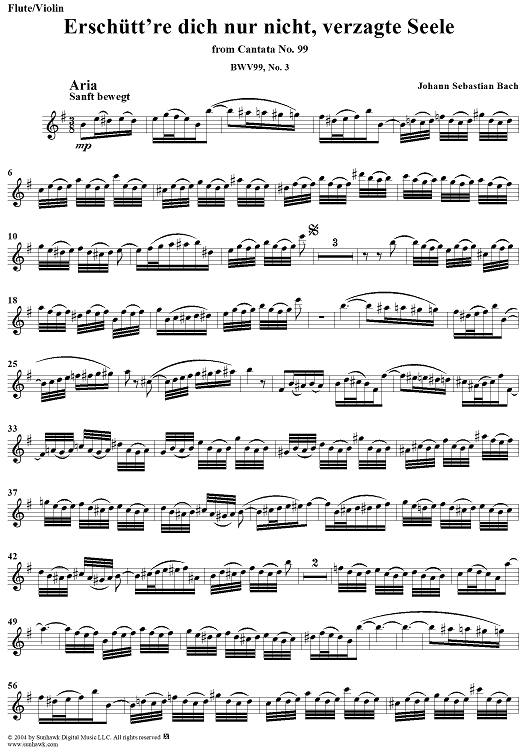 "Erschütt're dich nur nicht, verzagte Seele", Aria, No. 3 from Cantata No. 99: "Was Gott tut, das ist wohlgetan" - Flute or Violin