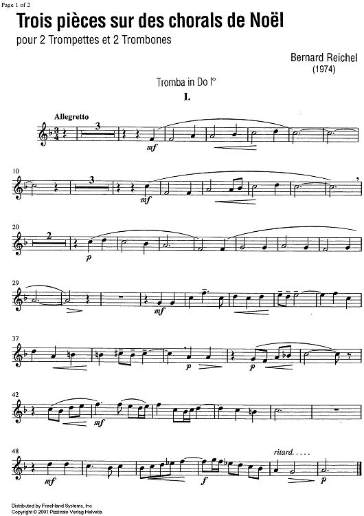 3 pièces sur des chorals de Noël - Trumpet 1