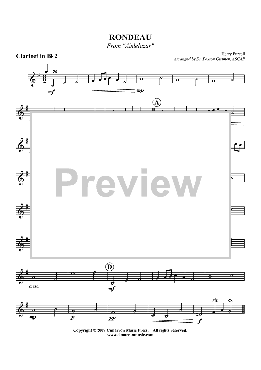 Rondeau from "Adbelazar" - Clarinet 2 in B-flat