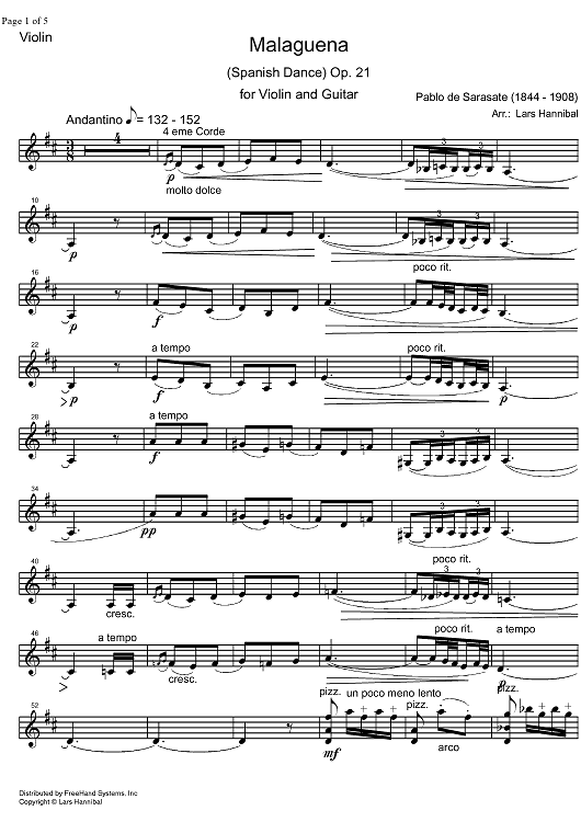 Malaguena Op.21 - Violin