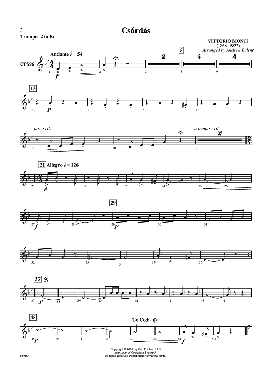 Csardas - Trumpet 2 in B-flat