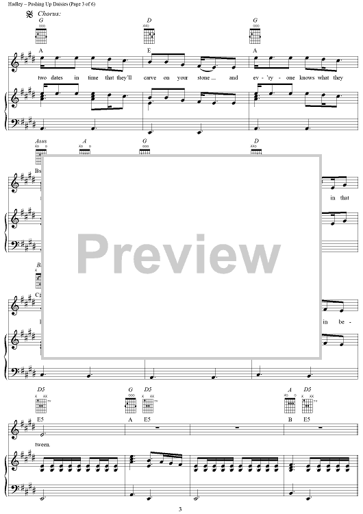 Pushing Up Daisies" Sheet Music by Garth Brooks for Piano/Vocal/Chords