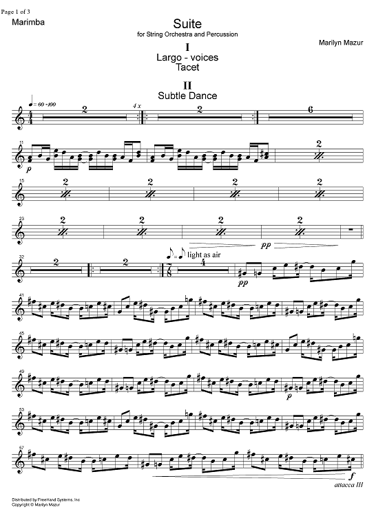 Suite for string orchestra and percussion - Marimba