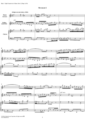 Triple Concerto in A Minor, Movement 2 (BWV1044) - Score