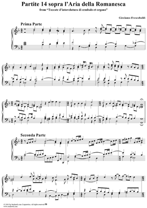 Partite 14 sopra l'Aria di Romanesca, No. 2 from "Toccate d'intavolatura di cimbalo et organo" (A.12, No. 2)