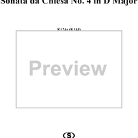 Sonata da Chiesa No. 4 in D Major, K124a (K144) - Full Score