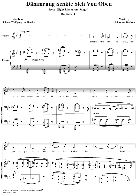 Dämmrung senkte sich von oben - No. 1 from "Eight Lieder and Songs"  Op. 59