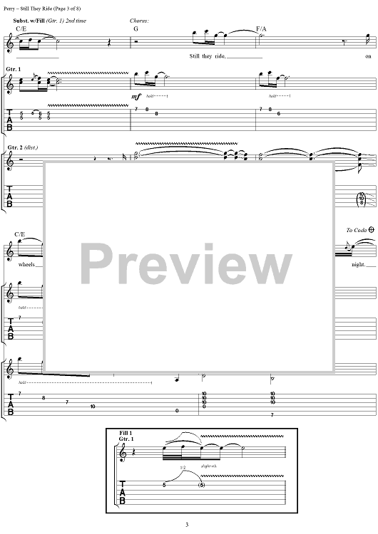 Still They Ride" Sheet Music by Journey for Guitar Tab/Vocal Sheet