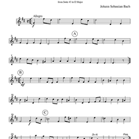 Gavotte - from Suite #3 in D Major - Part 2 Flute, Oboe or Violin