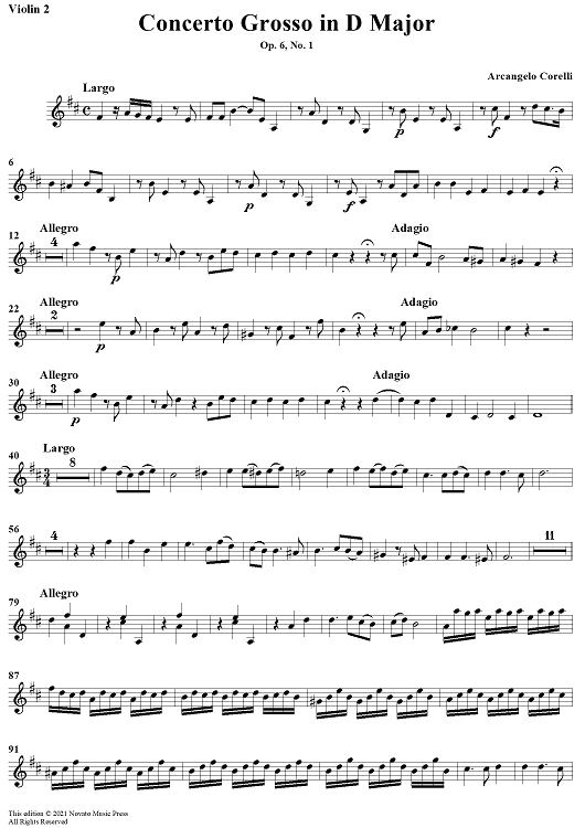 Concerto Grosso No. 1 in D Major, Op. 6, No. 1 - Violin 2