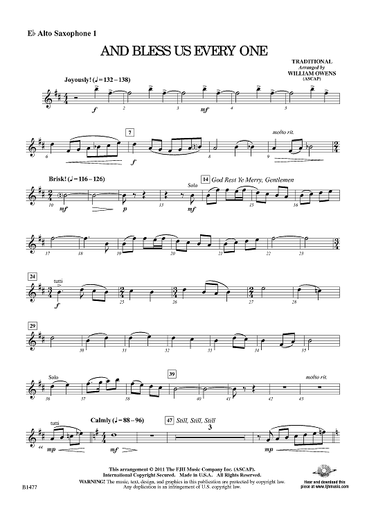 And Bless Us Every One - Eb Alto Sax 1