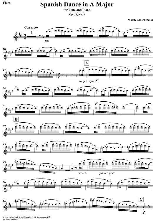 Spanish Dance in A Major, Op. 12, No. 3 - Flute