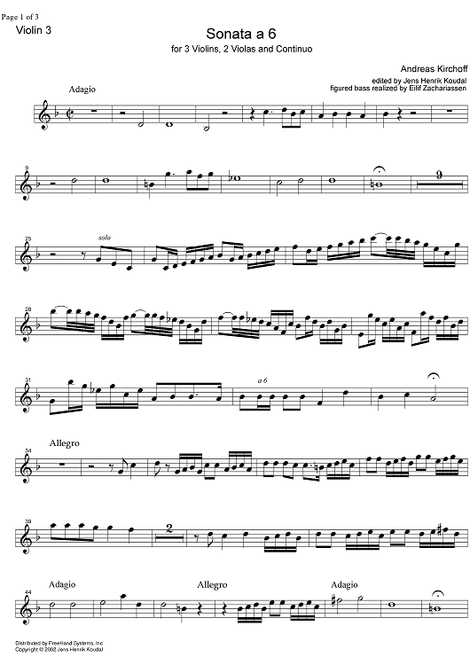 Sonata a 6 - Violin 3