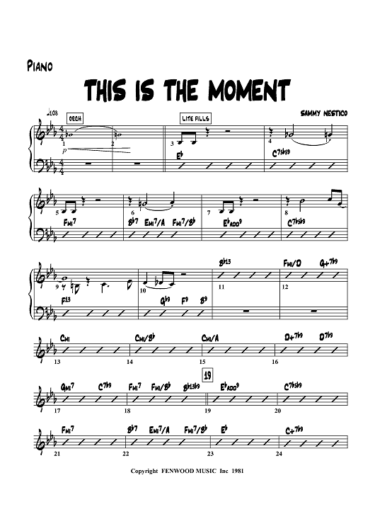 This Is The Moment - Piano