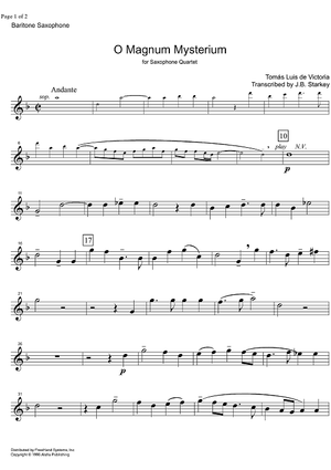 O Magnum Mysterium - Baritone Saxophone