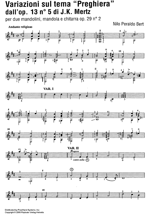Variazioni sul tema Preghiera Op.29 No. 2 - Guitar