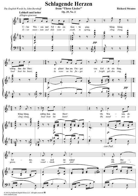 Three Lieder, Op. 29, No. 2: Schlagende Herzen